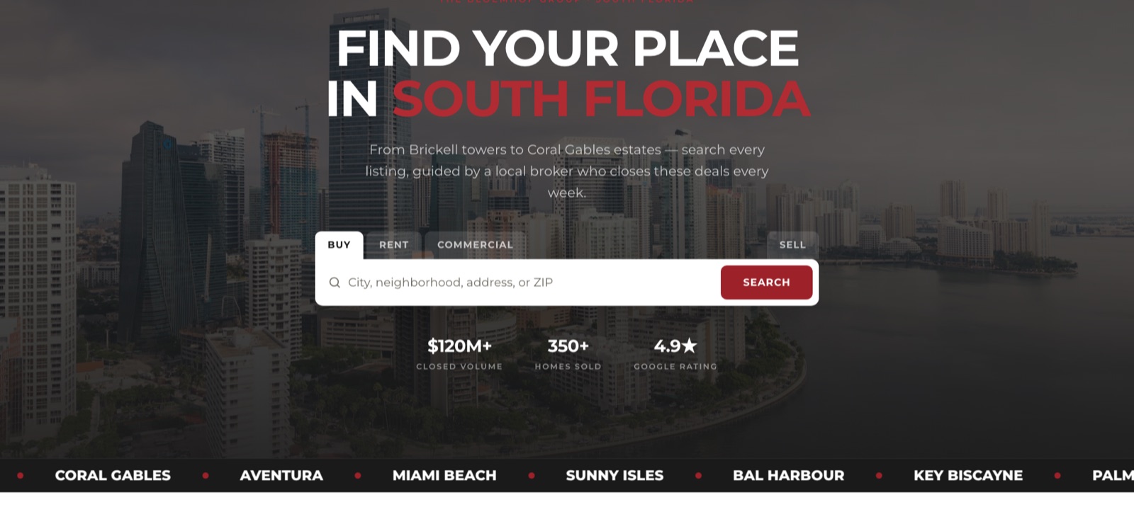 The Bloemhof Group homepage — search-first hero