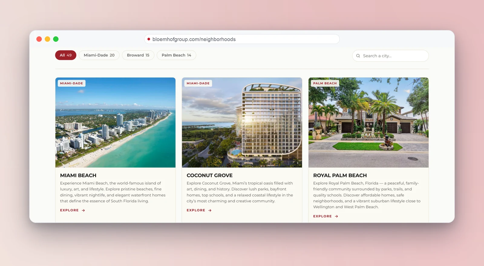 Neighborhoods explorer — 49 community guides